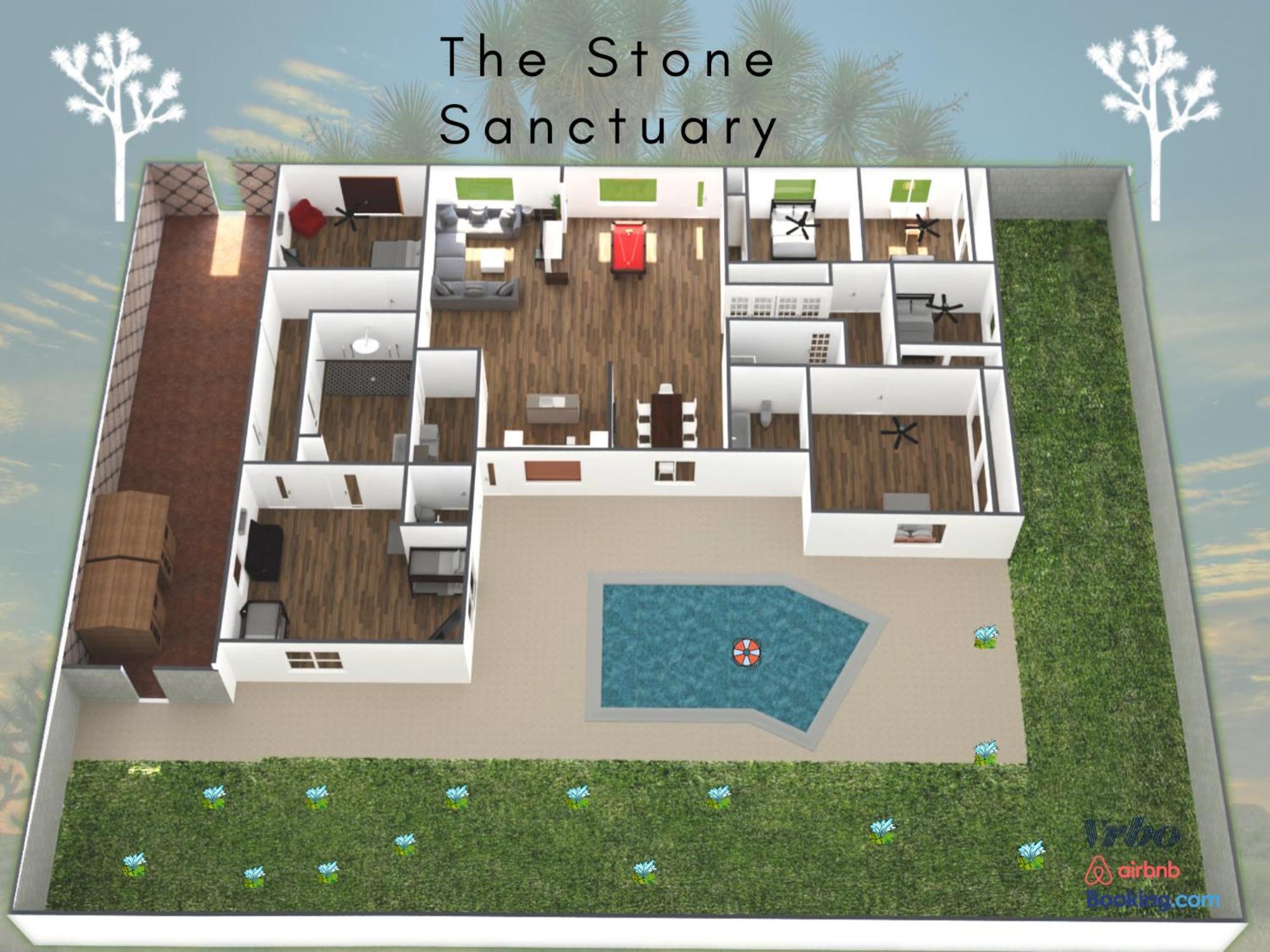 Lux Private - Pool, Billiards, 8 Smart Tvs, Board Games, Cotton Bedding - The Stone Sanctuary At Mccullough Hills Trailhead Сasa de vacaciones